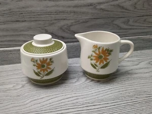 Vintage Bellegay Ironstone Zucker Milchkännchen Set 4292 Kegel Blume grün creme floral - Bild 1 von 6