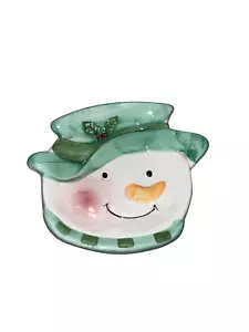 Ceramic Snowman Soap Dish Green Hat - Picture 1 of 2