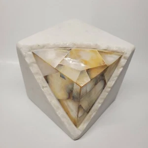 White marble double cube Sculpture by Orren Ellis - 4x4x4. - Picture 1 of 4