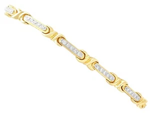 0.85 ct Diamond and 18 ct Yellow Gold Bracelet - Vintage Circa 1980 - Picture 1 of 10