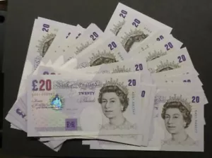 Banconota cartacea Lowther Elgar 20 sterline £ B386 quasi UNCIRC quantità o prefissi - Foto 1 di 2
