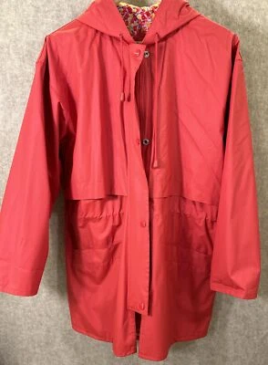 Abrigo de lluvia Misty Harbor para mujer talla pequeña con capucha rojo forro amarillo rojo Foto 1 de 4