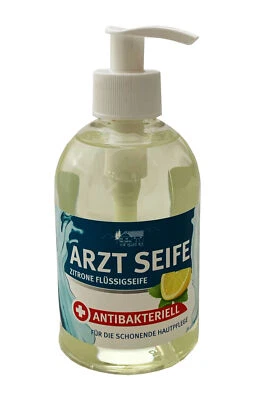 Arztseife 300ml vom Pullach Hof, antibakteriell,  mit Duft Zitrone, Flüssigseife - Bild 1 von 3