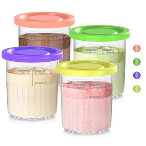 Pint Containers Replacement for Ninja Creami Deluxe Pints and Lids - 4 pack 2... - Picture 1 of 7