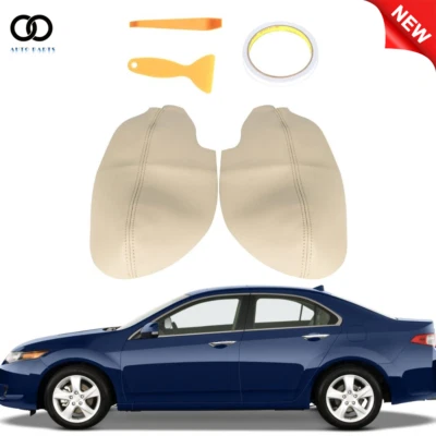 Cubierta de reposabrazos de panel de puerta beige sintético de cuero para Acura TSX 2009 2010-2014 Foto 1 de 4