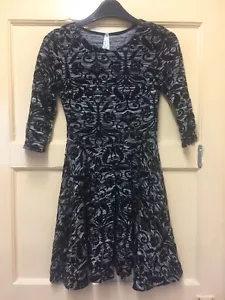 Womens Stunning New Grey Black Felt Fit And Flair Dress Size Xs - Picture 1 of 5