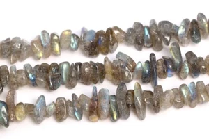 4-10MM Gray Labradorite Pebble Chips Grade AA Genuine Natural Loose Beads 15.5" - Picture 1 of 3