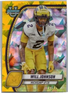 2024 Bowman U Cromo Zaffiro Will Johnson Giallo /75 Michigan X10 - Foto 1 di 2