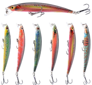 6PCS Hard Minnow Fishing Lures Crankbait Artificial Bait Trolling Swimbait Trout - Picture 1 of 10