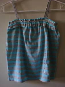 Gap Kids Junior New S (6-7) Gray/Blue Striped Suspend Strap Tank Top - Picture 1 of 5