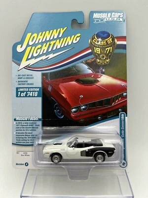 JOHNNY LIGHTNING 1:64 PLYMOUTH CUDA CONVERTIBLE 1971 BLANCO - Imagen 1 de 3