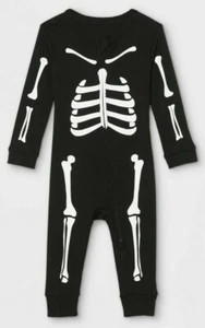 Pijama bebé esqueleto 6-9 meses negro manga larga mameluco dormir cierre cremallera nuevo K - Imagen 1 de 4