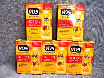 5 Nuevos Tratamiento de Aceite Caliente Vo5 Nutrir y Desintoxicar Cuero Cabelludo Suaviza el Frizz 10 Tratamientos Foto 1 de 4