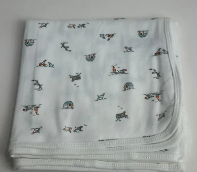 NUEVO Carters Cachorro Perro Naranja Bufanda Estampado Blanco Bebé Envoltura Manta Recepción Foto 1 de 4