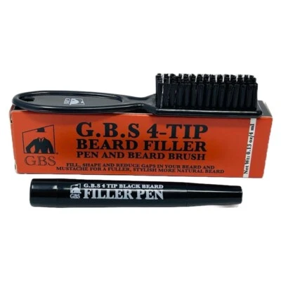 G.B.S Beard Filler Pen and Beard Brush - Color Black - Waterproof -PACK OF 2! - Image 1 of 4