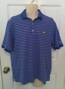 Masters Collection Golf Polo Shirt Blue Striped  Men L 100% Pima Cotton