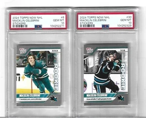 2024 Topps Now NHL Stickers Macklin Celebrini Rookie 2 Card Lot #6 & #30 PSA 10 - Picture 1 of 1