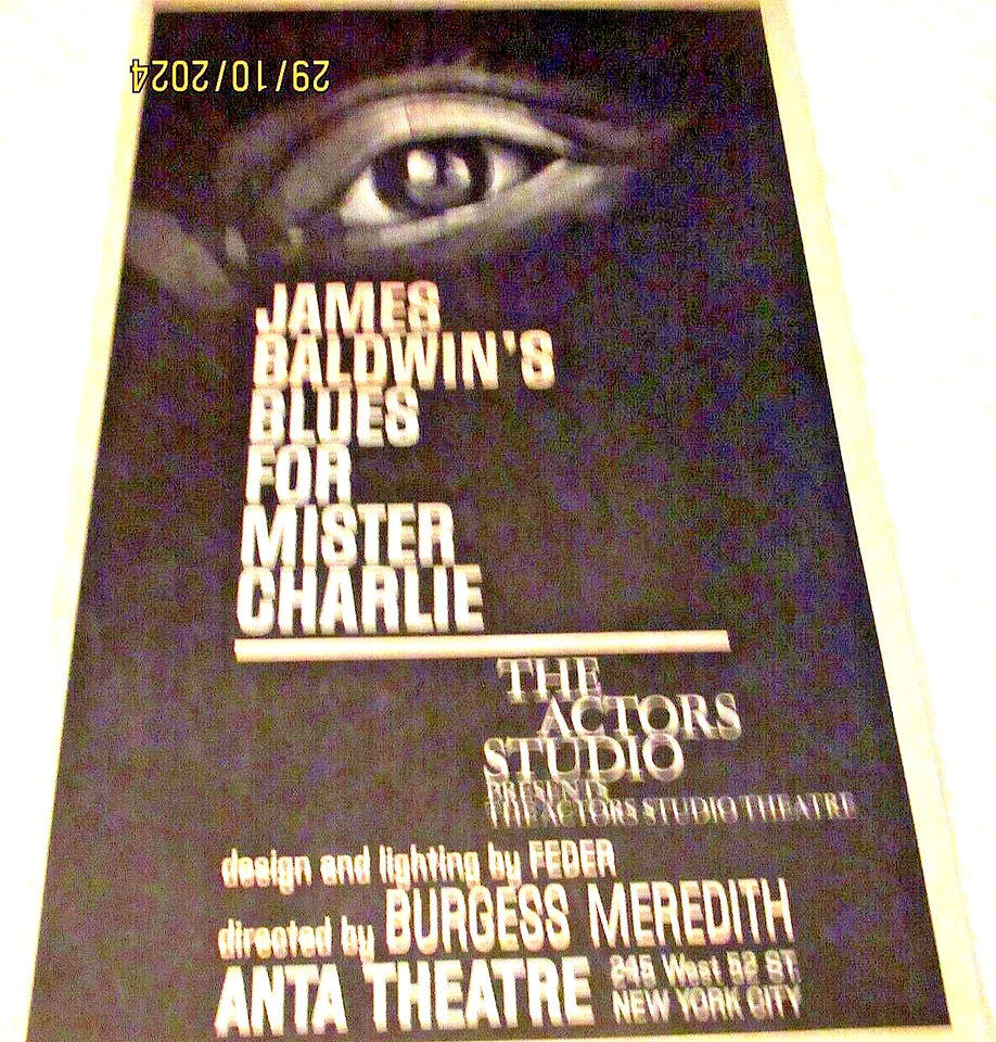 RARE-JAMES BALDWIN-"BLUES FOR MISTER CHARLIE"DIRECTED BY BURGESS MEREDITH/REPRO: - Image 1 of 1