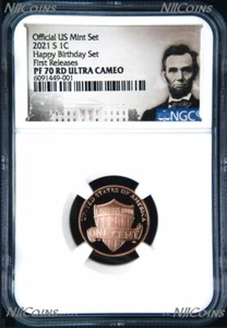2021 S HAPPY BIRTHDAY SET Version Proof LINCOLN CENT Penny NGC PF70 RD FR - Bild 1 von 2