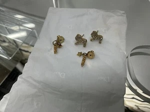 dior earrings authentic Lions Gold Diamonds Sold Out Collectible Dangle - Picture 1 of 11