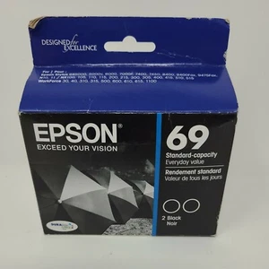 Original Epson 69 Schwarz Tintenpatronen Doppelpack T069120-D2 datiert 01 2017 Neu - Bild 1 von 7