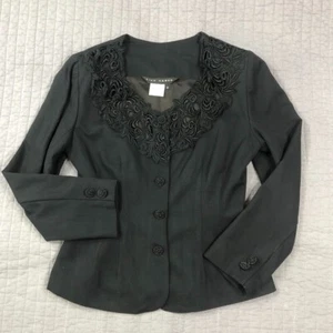 Chaqueta de Colección Tina Hagen Mujer Pequeña Negra Blazer Encaje Gótico Cottage Core EE. UU. - Imagen 1 de 24