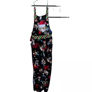 Nobo Womens (Jrs) Black Velvet Christmas Kitty Cat Holiday Overalls Jumpsuit XS - Picture 1 of 9