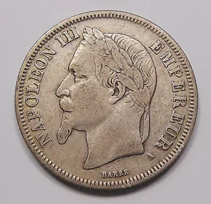 France 1866 A SILVER 2 Francs VF Key HIGH Grade NAPOLEON III Second Empire Coin - Picture 1 of 2