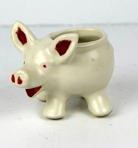 Pig Planter Ceramic Small 3 1/2" Tall Vintage 1960s - Picture 1 of 5
