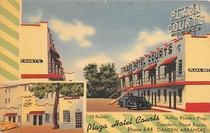 H99/ Camden Arkansas Postcard Linen Plaza Hotel Courts 22 - Imagen 1 de 4