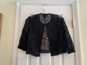 R&M Richards Black Lace Crop Jacket For Special Occasions Sz 6P NWOT - Picture 1 of 4