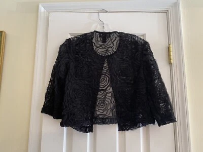 R&M Richards Black Lace Crop Jacket For Special Occasions Sz 6P NWOT - Image 1 of 4