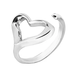 Anillo envolvente ajustable de plata esterlina corazón abierto-7 - Imagen 1 de 5