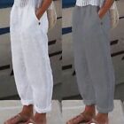 New Straight Womens Casual Long Pants Plus Size Cotton Linen
