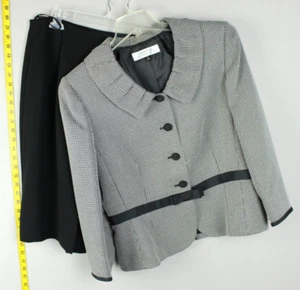 Tahari Arthur S Levine Black Skirt + Gray Blazer Size 14 Polyester - Picture 1 of 8