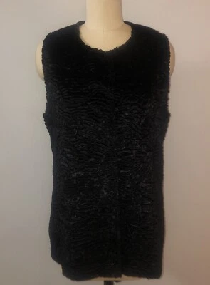 Жилет Adrianna Papell черный искусственный мех / ребро вязаный с подкладкой размер M  - Изображение 1 из 4