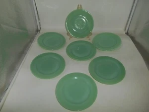 Set of 7 Fire King Jadeite Restaurant Ware 6.75" Bread & Butter Plates - Picture 1 of 17