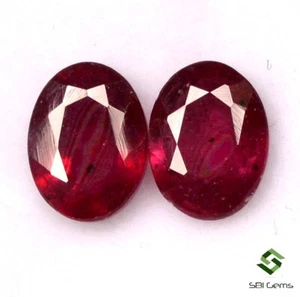 3,15 Karat Natur Rubin Oval Schnitt Paar 8x6 mm Kalibriert Rötlich Lose Edelsteine GF - Bild 1 von 7
