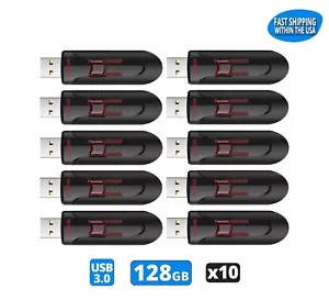 SanDisk Flash Drive 128GB Cruzer Glide USB 3.0 (Pack of 10) (SDCZ600-128G-B35) - Picture 1 of 4