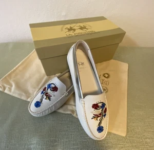 seltene original La Martina Schuhe - Loafer Mocassin - Gr. 36 - weiß Blumen - Bild 1 von 23