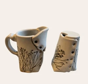 Colleen Deiss lastra ceramica smaltata gres crema zucchero fiori selvatici uccellini firmata - Foto 1 di 24