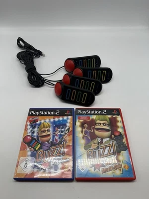 Buzz Controller 4er Buzzer Set + 2Buzz Musik-Quiz Spiel - Sony PlayStation 2 PS2 - Bild 1 von 3