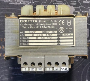 TRASFORMATORE LAMELLARE PRIMARIO 0/220/380 SECONDARIO 0/55/110 200VA - Foto 1 di 1