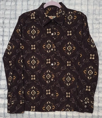 Blusa La Cabana Vintage Marrón Cachemira Para Mujer Camisa Grande Elástica Top Foto 1 de 4