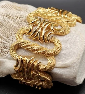 Bracciale Modernariato Trifari Placca Trifanio Oro - Foto 1 di 5