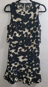 Banana Republic Größe 6 ärmellos Jacquard Fit & Flare Kleid schwarz hellbraun neu mit Etikett $ 150 - Bild 1 von 6