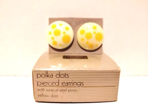 Pendientes perforados vintage 1987 Avon lunares - puntos amarillos - Imagen 1 de 5