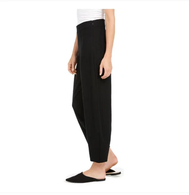 NWT Eileen Fisher 100% Wool Black Ankle Pants Straight Size Petite Medium $258 - Image 1 of 4