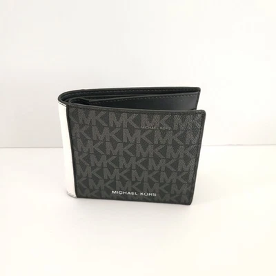 Billetera Michael Kors Cooper Billetera Doble Plegable Blanco Brillante Logo MK Foto 1 de 4