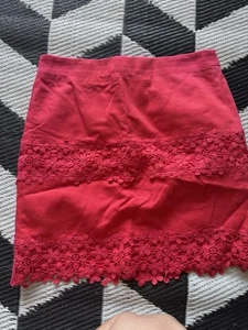 Minifalda de encaje festoneado J Crew para mujer 00 rosa floral forrada de algodón preppy - Imagen 1 de 3